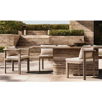 Chaises de salle à manger d'extérieur en teck massif, design sans accoudoirs, courbes douces, mobilier de luxe moderne pour jardin