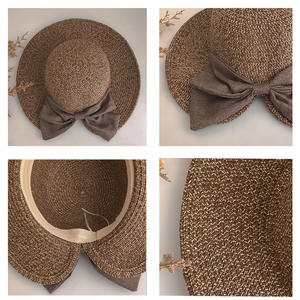 Sombrero <span class=keywords><strong>de</strong></span> paja con lazo encantador para mujer, sombrero <span class=keywords><strong>de</strong></span> pescador con flores <span class=keywords><strong>de</strong></span> verano, parasol versátil, fondos para padres e hijos - Product Image 5