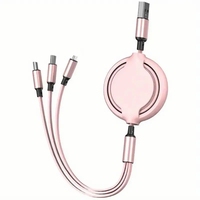 Kabel usb 3in 1 portabel mini, 1.2 meter kualitas tinggi multifungsi kabel pengisi daya usb untuk pengisian ponsel