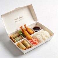 Boîte à bento jetable de haute qualité pour sushis, forme rectangulaire, boîte à sushis en papier plié, emballage pour sushis à l'encre de soja