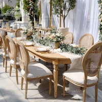 Table à manger rectangulaire en bois massif pour l'extérieur, pour mariages, banquets, événements hôteliers - Durable et facile à nettoyer, mobilier d'hôtel