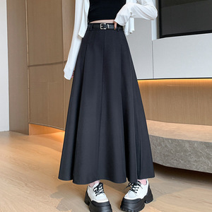 Nouvelle <span class=keywords><strong>jupe</strong></span> mi-longue d'automne et d'<span class=keywords><strong>hiver</strong></span> avec plis, taille haute, minceur et robe mi-longue sophistiquée <span class=keywords><strong>pour</strong></span> femme - Product Image 2
