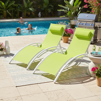 Bain de Soleil Pliable en S d'Extérieur Empilable Chaise Longue Transat Inclinable à Tissu en Maille Vente Chaude Par Correspondance