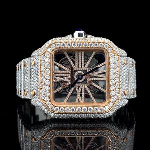 Reloj Hip Hop para Hombre con Correa de Acero Inoxidable Mecánica Cuadrada con Diamantes Moissanite VVS - Product Image 1