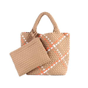<span class=keywords><strong>Sacs</strong></span> à main d'été pour femmes en cuir PU, tricotés à la main, portables, avec fermeture éclair, logo personnalisé - Product Image 3