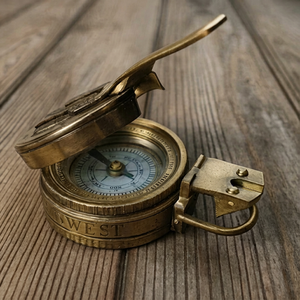 Vintage Brass <b>Compass</b> Circular Pocket Nautical Decor <b>Antique</b> Style Gold Plated Metal Craft - Product Image 1