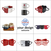 Lot de tasses à café en céramique en forme de cœur, nouveau design créatif et mignon, style INS personnalisé, en porcelaine, pour lait et thé, cadeau de Saint-Valentin