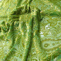 Tissu en velours Burnout, nylon tissé, viscose, imprimé floral Paisley, semi-transparent, avec perles, velours Devoré floral pour Kaftan Abaya