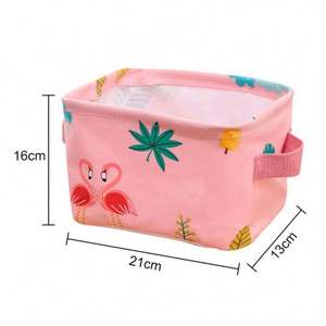 Custom Size Rectangular Cotton <b>Laundry</b> Hamper <b>Foldable</b> Mini <b>Basket</b> with Printed Fabric for Storage - Product Image 2