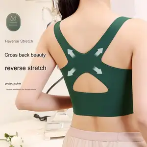 Sexy Cross Beautiful Back Lace Underwear Women's Side Buttons Without Wires Gathers Secondary Breasts Without Traces