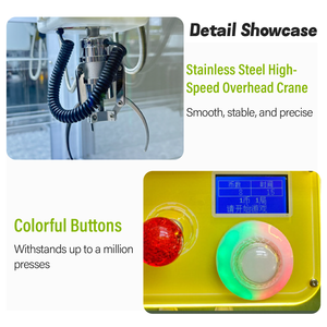 מכונת ציפורניים מסחרית ממתכת וסיבי זכוכית, מופעלת במטבעות, מכונת מנוף אנגלית ללכידת צעצועים רכים, משחק ארקייד הניתן להתאמה אישית, פרס לקניון - Product Image 3