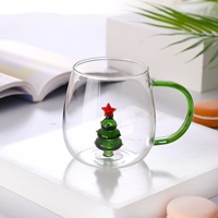Nouveau design de dessin animé 3D mignon tasse en verre transparent résistant à la chaleur à haute teneur en borosilicate avec poignée pour boire du café et du thé