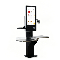 Kiosque de vente au détail Android 11 13 14, kiosque en libre-service, terminal de commande à écran tactile de 27 pouces avec lecteur de code-barres et imprimante de reçus