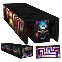 Expédition rapide par avion à domicile, Maison gonflable hantée de cirque entièrement imprimée 9x4m, Nouveau labyrinthe gonflable de clown d'Halloween 2026 avec toit