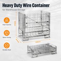 Conteneur en treillis métallique empilable et pliable en acier pour la picking et le transport logistique en entrepôt