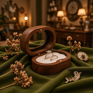 Boîte de rangement à bijoux ovale en <span class=keywords><strong>bois</strong></span> pour la maison, petite boîte portable pour bagues et boucles d'oreilles, boîte exquise pour cheveux de mère et de bébé - Product Image 1