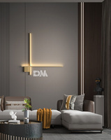 Lampe murale LED longue en bronze, fer et aluminium, style minimaliste moderne, abat-jour doré, pour salon, chambre, bureau, décoration intérieure