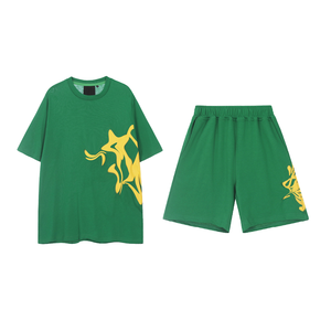 Ensemble T-shirt décontracté à manches courtes et pantalon court <span class=keywords><strong>Syna</strong></span>, imprimé lettres en mousse, tendance et polyvalent pour l'été - Product Image 4