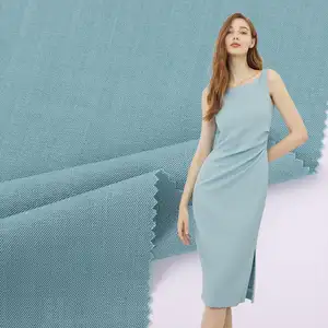 customizable plain dyed linen-textured slub fabric 143gsm slubbed 100% polyester woven fabric for dress shirts