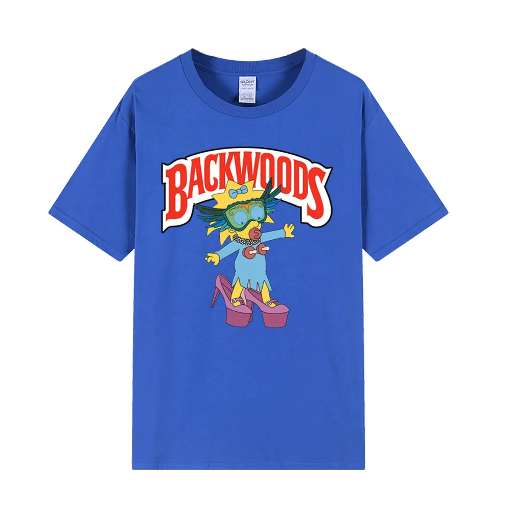 Hot Sale Round Neck 100% Cotton Summer Streetwear Backwoods Cookie Bart Simpson Custom Plain Bluk T Shirt Unisex