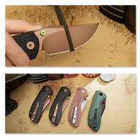 Couteau pliant de poche TRIVISA Hippo-CG EDC pour hommes, lame 14C28N, manche G10 avec clip, outil de survie, camping en plein air, chasse