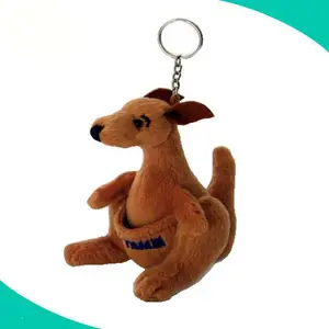 Custom Logo stuffed plush brown kangaroo keychain with your own design