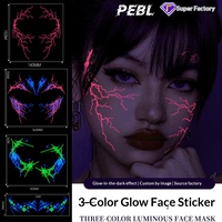 Tato Temporer Transfer Air Halloween Menyala dalam Gelap Stiker Wajah Penuh Petir Hadiah Pesta Cosplay Grosir