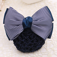 Personnel de service féminin hôtesses de l'air noir rouge bleu marine satin cheveux arc queue de cheval cheveux net cheveux accessoires pour femmes
