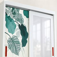 2. Armoire en métal avec design de feuilles tropicales et portes coulissantes pour la maison et l'appartement