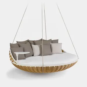 Outdoor Swinging Swing Beds Garden Kids Hammock Bed Outdoor Round Furniture Rattan Sofa Round Rattan Swing Bed