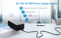 Adaptateur d'alimentation ca cc 12v 3amp, livraison gratuite, OEM
