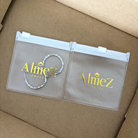 Sacs à fermeture éclair en PVC imperméable avec logo personnalisé imprimé, emballage pour bijoux, boucles d'oreilles, colliers, bracelets, sac à fermeture éclair givré