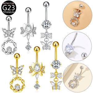 पीतल के भेदी गहने कमल के साथ एस्टम f136 टाइटेनियम टाइटेनियम टाइटेनियम - Product Image 1