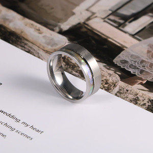 Stainless Steel Men's <b>Ring</b> With Shell Inlay Geometric Fashion Jewelry Gift SA1209 - Product Image 3