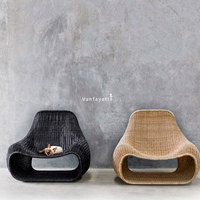 Fauteuil d'extérieur en osier et rotin, incurvé, pour toutes les saisons, meubles de jardin, de Patio, de véranda, siège en osier