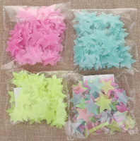 100 pcs/Pack Stickers Muraux Étoiles Lumineuses Fluorescentes Noctilucent Glow in Dark