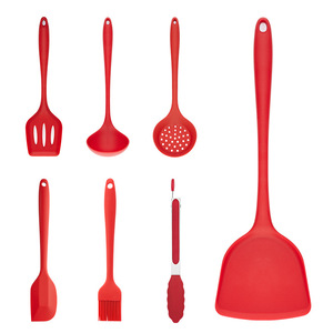 Silicone Kitchen Utensil Set 7-Piece Heat Resistant Non-Slip Cooking Spoon Spatula Set For Household Outdoor Use - Product Image 4
