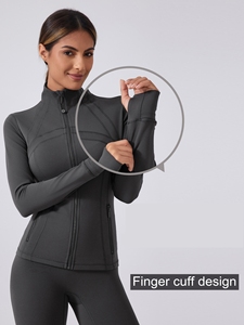 Vêtements de sport d'automne à manches longues, veste zippée ajustée, hauts d'entraînement, course à pied, sports d'<span class=keywords><strong>hiver</strong></span>, vêtements de sport de gym - Product Image 5