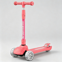 Tricycle pour enfants à 3 roues réglable avec grandes roues LED clignotantes, trottinette pliable pour enfants, jouet à roulettes, vente en gros