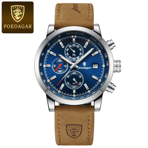Reloj de Pulsera de Lujo POEDAGAR para Hombre, Resistente al Agua, Luminoso, Cronógrafo, con Fecha, Reloj Deportivo de Cuero para Hombre, Relojes de Cuarzo <span class=keywords><strong>932</strong></span> - Product Image 6