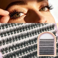 Faux cils 3D en grappe movpupil, en cheveux synthétiques, bande complète, faits à la main, aspect naturel, style manga, marque privée