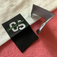 Étiquette d'ourlet de chemise à fond pliable manhattan avec logo original, étiquette d'ourlet damassé au design gratuit pour vêtements d'extérieur