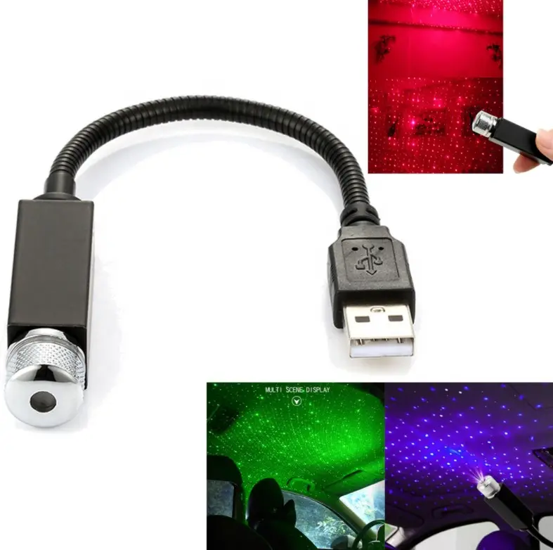 Hot New Arrival USB Car Projector Led Starry Sky Projector Lamp Accessories Interior Decorative Car Roof Top Ceiling Star Light