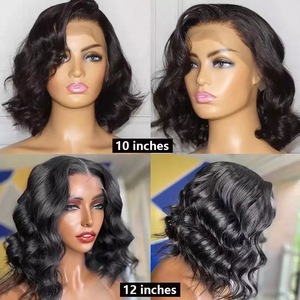 Perruque en fibre synthétique haute température, Lace Front, longueur moyenne, brun foncé, Remy, taille 8-14 pouces, quantité minimale de commande 5 pièces - Product Image 4