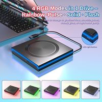 Grabadora de DVD Externa RGB 8X 24X, Lector de CD/DVD de Alta Velocidad con USB 3.0 para Laptop