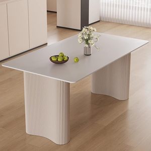 Moderno 120cm tavolo da pranzo in marmo bianco Base in metallo per piccoli spazi appartamenti per casa Hotel Villa sala da pranzo mobili - Product Image 1