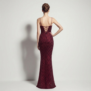 33955 #   Vestido <span class=keywords><strong>de</strong></span> Noche Elegante 2026 con Cuello en V, Lentejuelas, Cinturón Adelgazante y Lazo, para Banquetes, Fiestas y Reuniones Anuales - Product Image 5