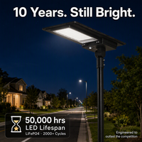 Lampe solaire pour rue, 6400LM, 6000K, étanche, avec détecteur de mouvement, du crépuscule à l'aube, alimentée par énergie solaire, pour parking, cour, allée
