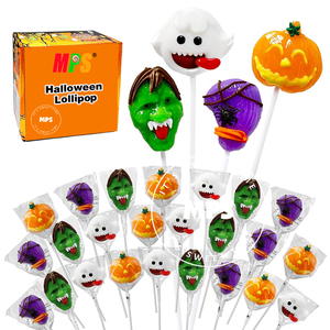Piruletas de Halloween Venta directa del fabricante Calabaza espeluznante y palo de escoba de monstruo <span class=keywords><strong>verde</strong></span> Caramelo en caja con <span class=keywords><strong>sabor</strong></span> afrutado - Product Image 1