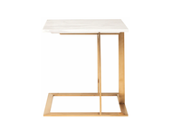 Table d'appoint ronde/carrée en marbre blanc avec base en acier inoxydable doré pour salle à manger salon chambre salle de bain vente en gros